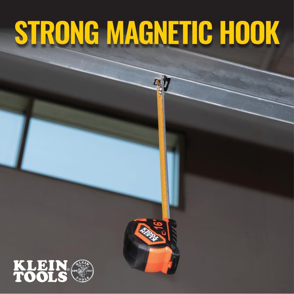 imageKlein Tools 9225 Tape Measure HeavyDuty Measuring Tape with 25Foot DoubleHook DoubleSided Nylon Reinforced Blade with Metal Belt Clip16Foot