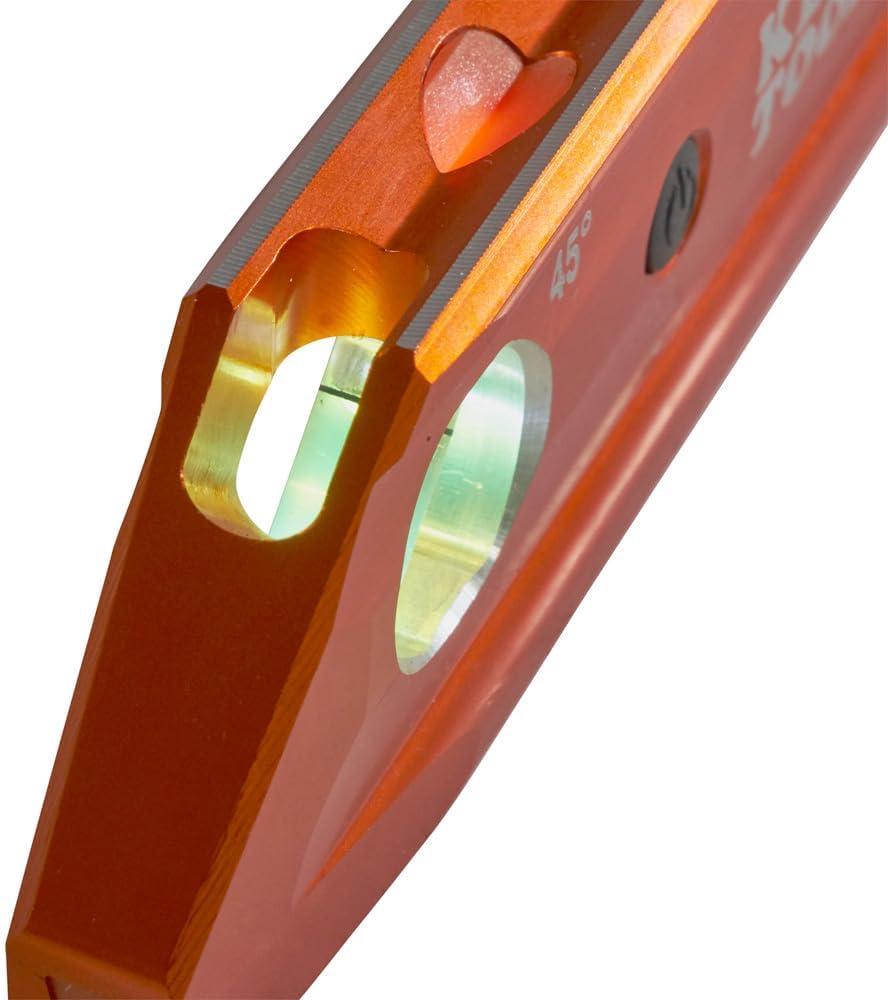 imageKlein Tools 935RB Torpedo Level 8Inch Billet Magnetic Level 0304590 Degree Vials VGroove Tapered Nose HighVisibility Vial and BodyLighted