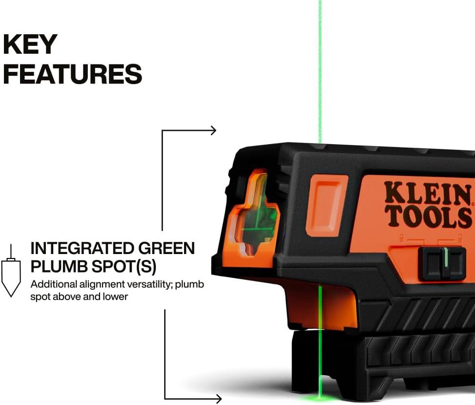 imageKlein Tools 93CPLG Compact SelfLeveling Laser Level Bright Green Cross Line 360Degree Laser Planes Rechargeable Magnetic MountCross Line