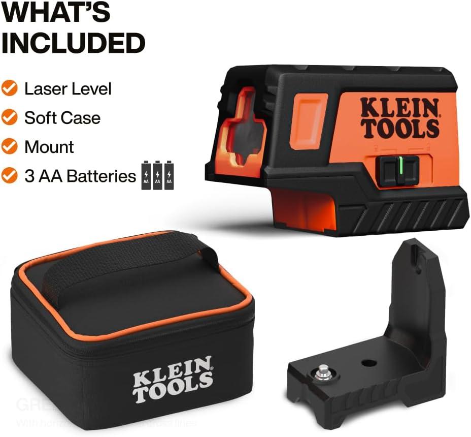 imageKlein Tools 93CPLG Compact SelfLeveling Laser Level Bright Green Cross Line 360Degree Laser Planes Rechargeable Magnetic MountCross Line