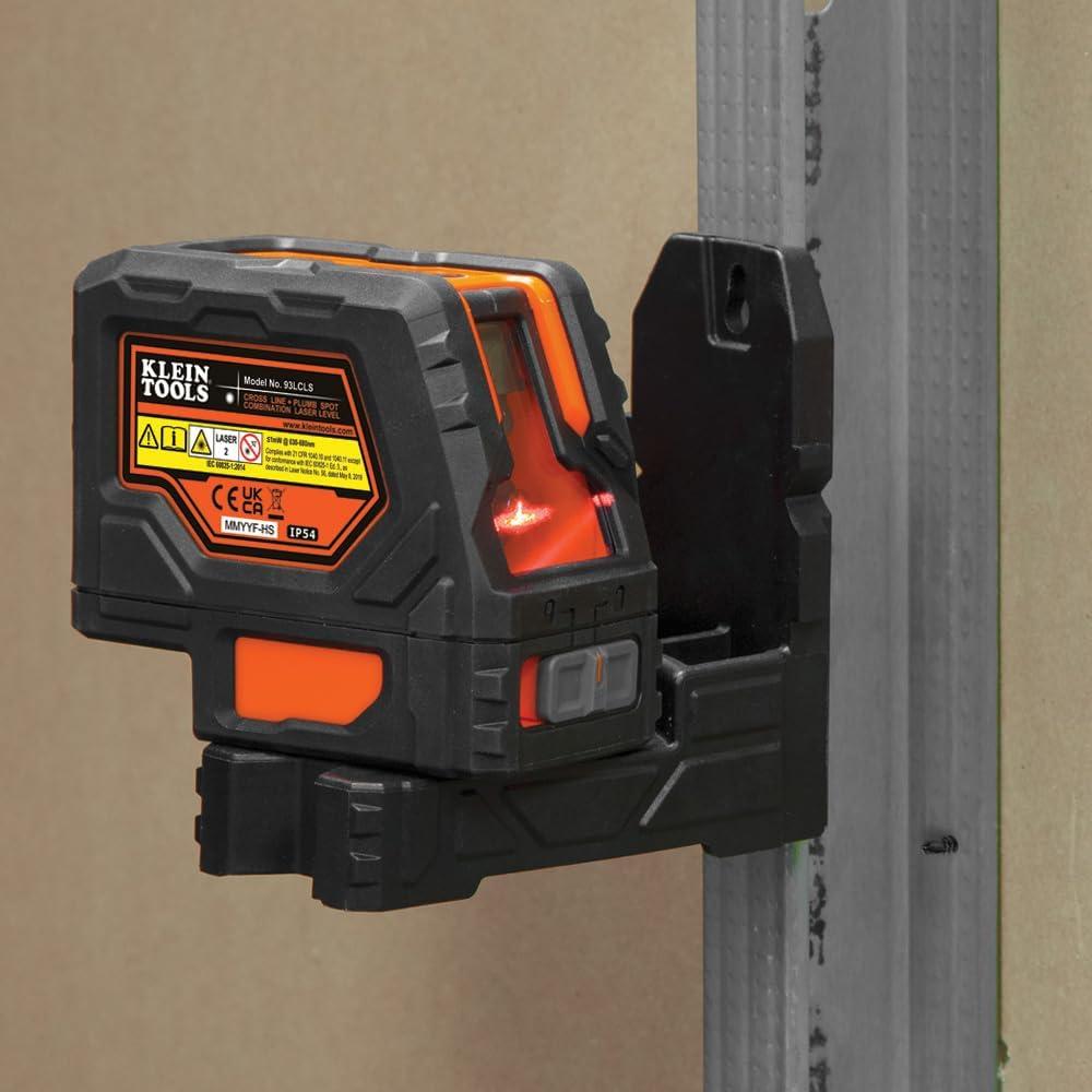 imageKlein Tools 93LCLGR SelfLeveling Laser Level Rechargeable with Bright Green CrossLines and Red Plumb Spot Magnetic and Ceiling Clamp MountingLaser Level