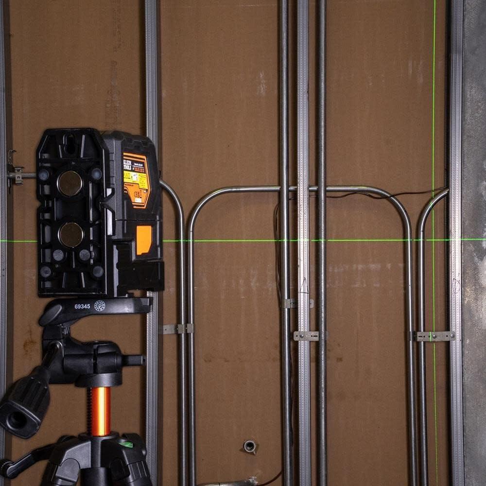 imageKlein Tools 93LCLGR SelfLeveling Laser Level Rechargeable with Bright Green CrossLines and Red Plumb Spot Magnetic and Ceiling Clamp MountingRechargeable Laser Level