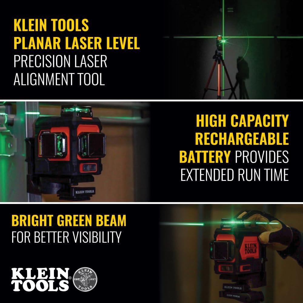 imageKlein Tools 93PLL SelfLeveling Laser Level with Bright Green 3x360Degree Planes Rechargeable Battery Magnetic MountLaser