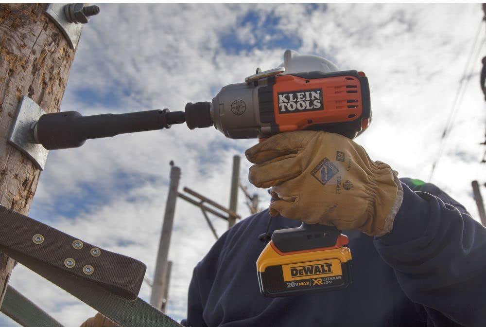 imageKlein Tools BAT207161 Cordless Impact Wrench 500 ftlb Torque 716Inch Chuck Variable Speed Safety Lockout DeWALT 20V LithiumIon PoweredImpact Wrench Kit