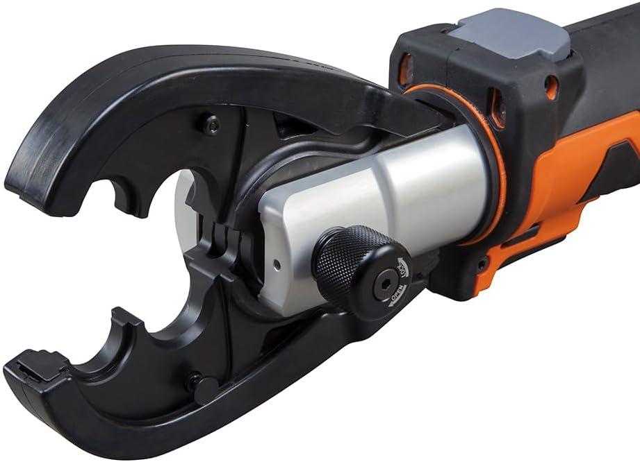imageKlein Tools BAT207T234H 7Ton BatteryOperated Crimper with Fixed O DieD3 Groove 4 Ah DeWALT 20V Batteries