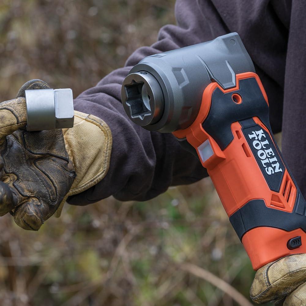 imageKlein Tools BAT20LW RightAngle Impact Wrench 300 ftlb Compact Cordless and Battery Operated Tool OnlyTool Only