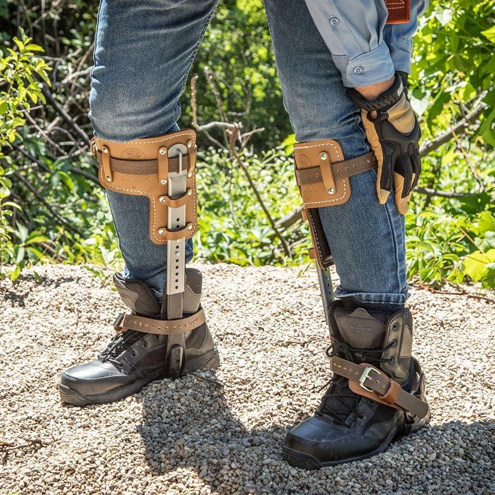 imageKlein Tools CN1907ARL Tree Climber Set with Pole Climbers Leg Irons Climbing Gaffs Climber Pads Straps Gaff Spikes Stirrups15Inch to 19Inch