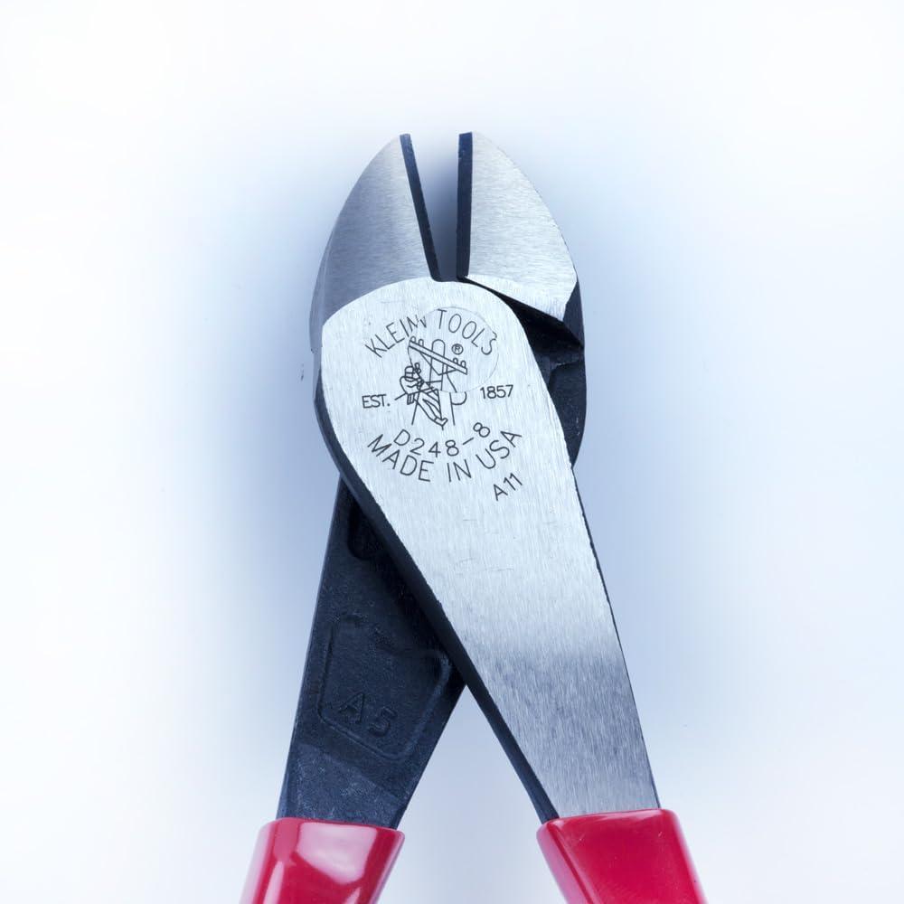 imageKlein Tools D2488 Pliers Made in USA Diagonal Cutting MultiPurpose Pliers with Angled Head HighLeverage Design and Short Jaw 8Inch8Inch