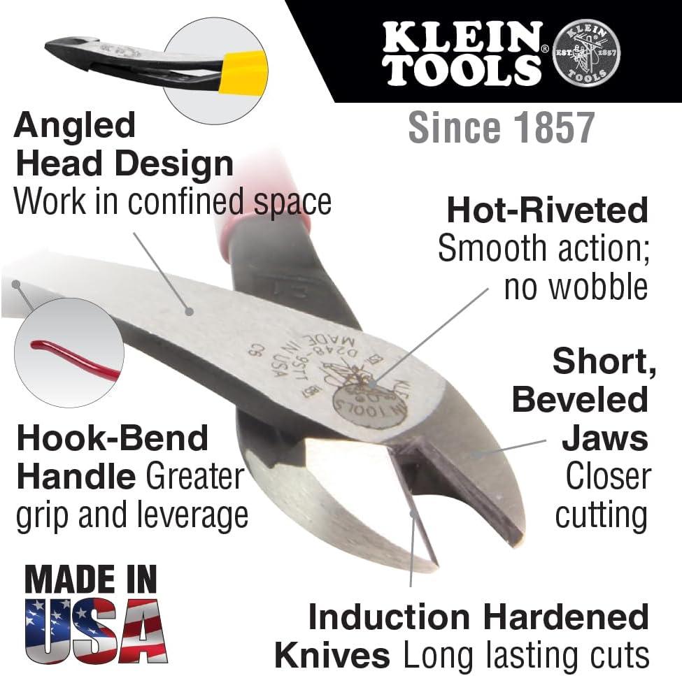 imageKlein Tools D2489ST Diagonal Cutting Pliers Made in USA Ironworkers Diagonal Cutters with High Leverage Design Works as Rebar Cutter and Rebar Bender 9Inch