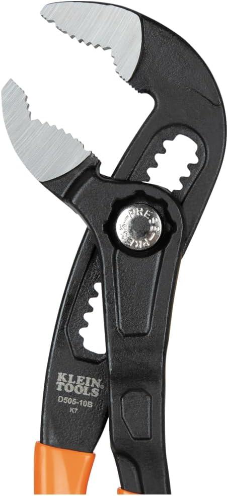 imageKlein Tools D5052BKIT 2Piece QuickAdjust Klaw Pump Pliers Set 7Inch and 10Inch Compact Design with VJaw and Hardened Teeth for Maximum Torque2Piece Set