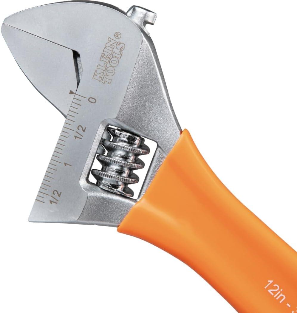 imageKlein Tools D5074 Adjustable Wrench Set Extra Capacity 6Inch 8Inch 10Inch 12Inch Forged Alloy Steel Metric and SAE 4Piece12Inch