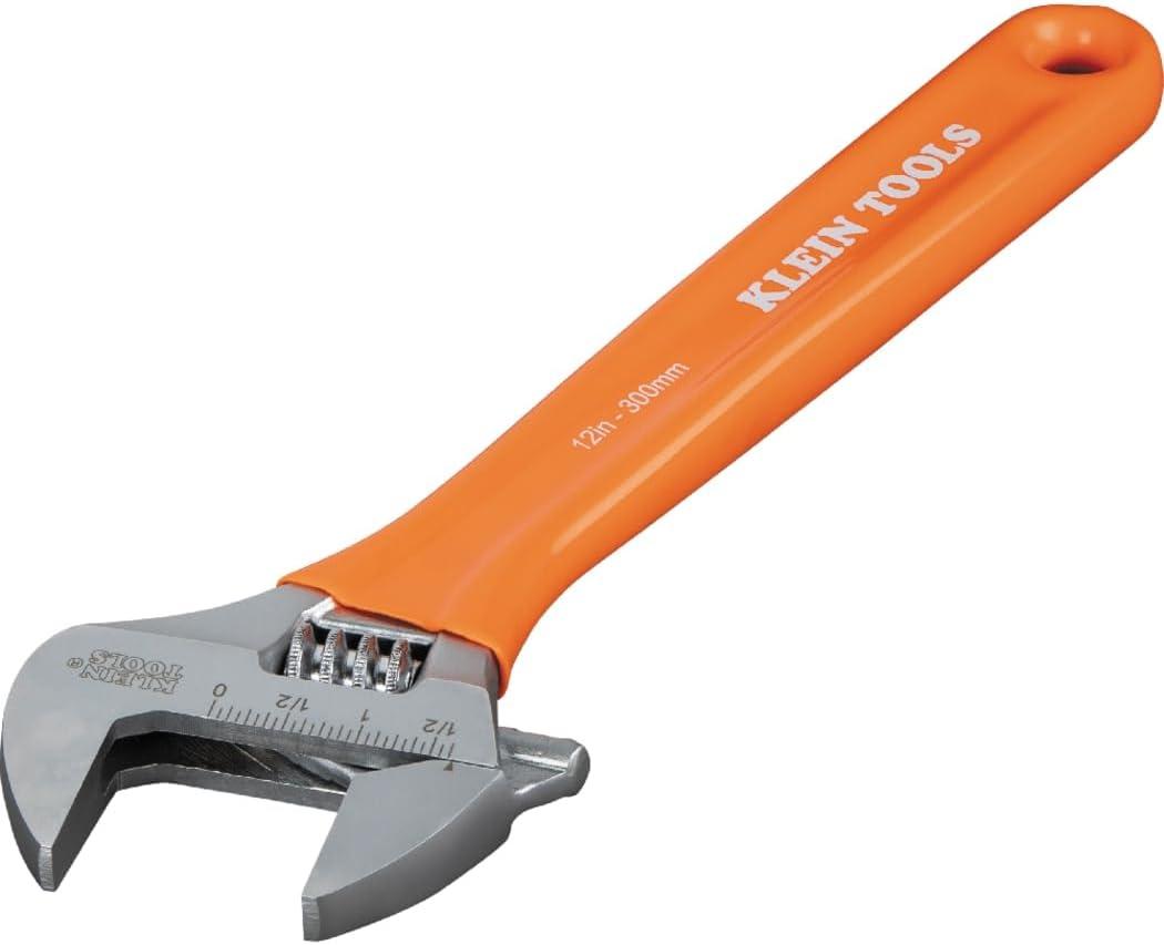 imageKlein Tools D5074 Adjustable Wrench Set Extra Capacity 6Inch 8Inch 10Inch 12Inch Forged Alloy Steel Metric and SAE 4Piece12Inch