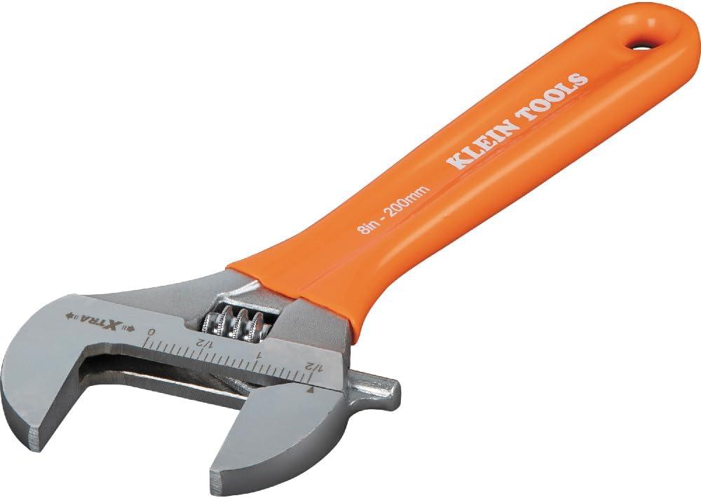 imageKlein Tools D5074 Adjustable Wrench Set Extra Capacity 6Inch 8Inch 10Inch 12Inch Forged Alloy Steel Metric and SAE 4Piece8Inch