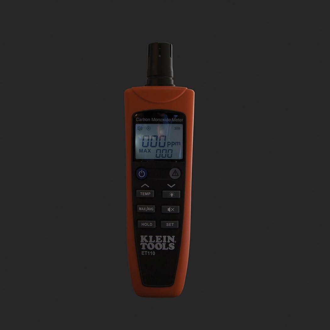 imageKlein Tools ET110 CO Meter Carbon Monoxide Tester and Detector with Exposure Limit Alarm 4 x AAA Batteries and Carry Pouch Included