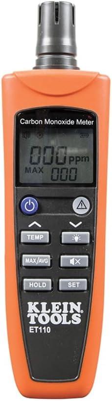 imageKlein Tools ET110 CO Meter Carbon Monoxide Tester and Detector with Exposure Limit Alarm 4 x AAA Batteries and Carry Pouch Included