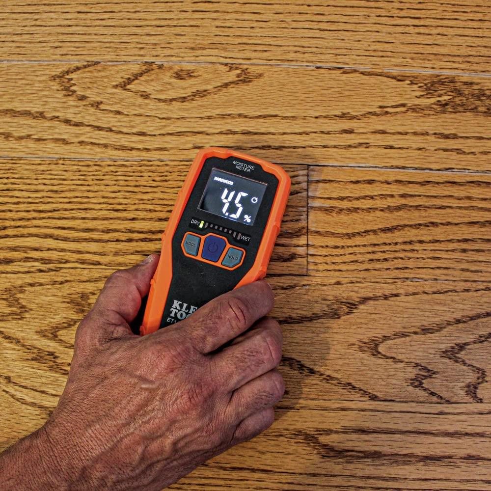 imageKlein Tools ET140 Pinless Moisture Meter for NonDestructive Moisture Detection in Drywall Wood and Masonry Detects up to 34Inch Below SurfaceMoisture Meter