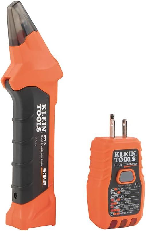 imageKlein Tools ET310KIT AC Circuit Breaker Finder Kit Electric Tester GFCI Tester Leads Adapters and Case
