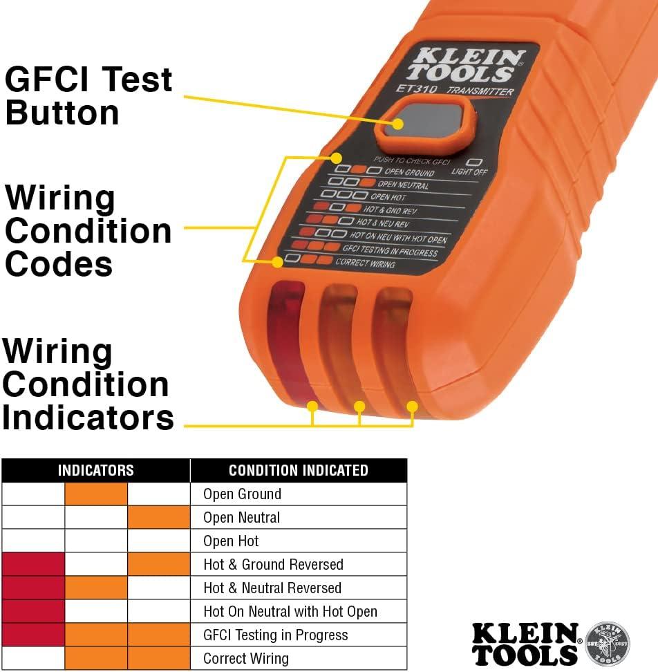 imageKlein Tools ET310KIT AC Circuit Breaker Finder Kit Electric Tester GFCI Tester Leads Adapters and Case