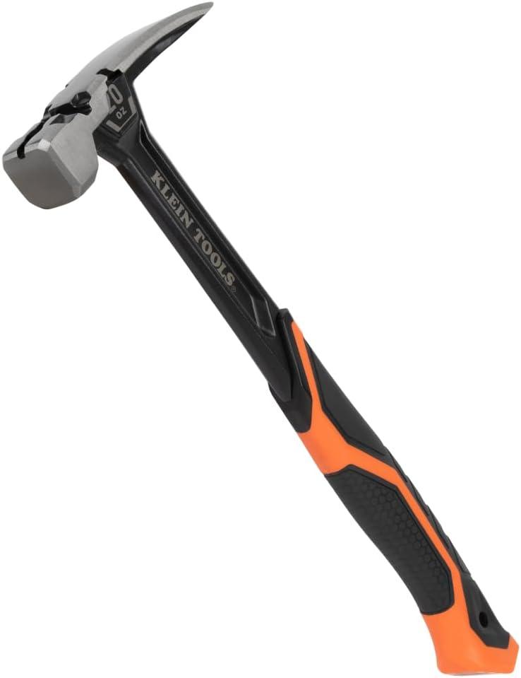 imageKlein Tools H80920S Smooth Face Framing Hammer with Straight Claw 20Ounce Forged Steel Magnetic Nail Puller and ExtraLarge Squared Strike Face20 oz