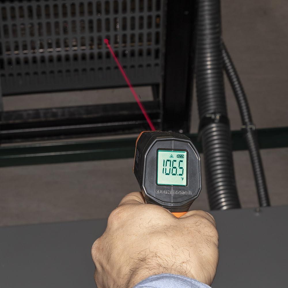 imageKlein Tools IR1 Infrared Thermometer Digital Laser Gun is NonContact Thermometer with a Temperature Range 4 to 752Degree FahrenheitIR Thermometer w3Piece Tester Kit