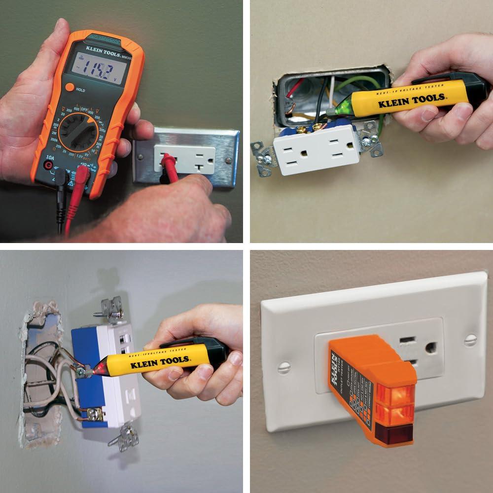 imageKlein Tools IR1 Infrared Thermometer Digital Laser Gun is NonContact Thermometer with a Temperature Range 4 to 752Degree FahrenheitIR Thermometer w3Piece Tester Kit