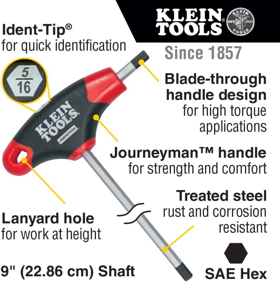 imageKlein Tools JTH910E THandle Hex Key Set SAE Inch Sizes Allen Wrench Set with 9Inch Blades Stand Included 10Piece
