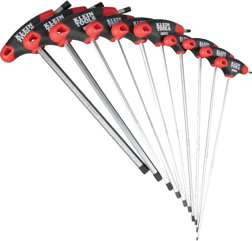 imageKlein Tools JTH910E THandle Hex Key Set SAE Inch Sizes Allen Wrench Set with 9Inch Blades Stand Included 10Piece