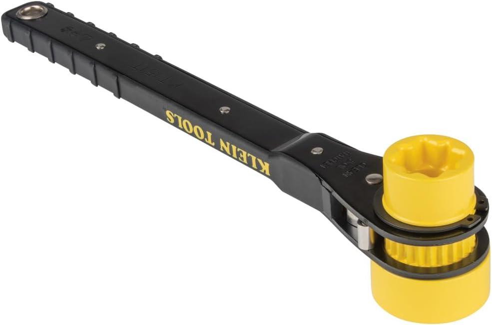 imageKlein Tools KT151T Linemans Ratcheting Wrench with BoltThrough Design 34Inch 1316Inch 1Inch x 118Inch Combination Square Socket