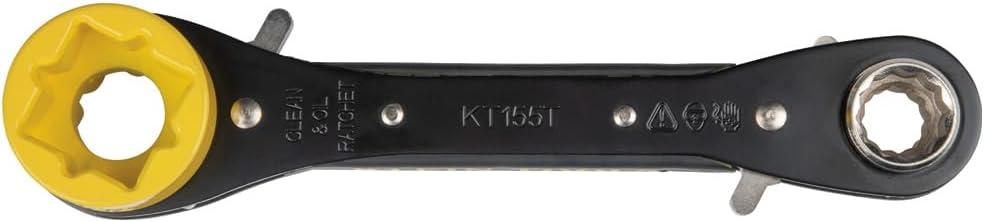 imageKlein Tools KT155T 6In1 Linemans Ratcheting Wrench with Bolt Through Design and Bright Yellow SocketOne Size