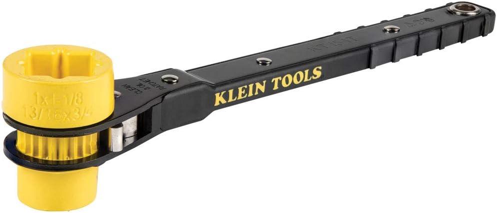 imageKlein Tools KT155T 6In1 Linemans Ratcheting Wrench with Bolt Through Design and Bright Yellow SocketOne Size
