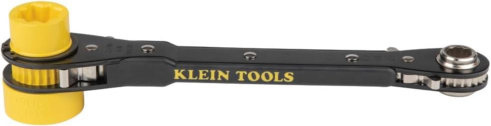 imageKlein Tools KT155T 6In1 Linemans Ratcheting Wrench with Bolt Through Design and Bright Yellow SocketOne Size