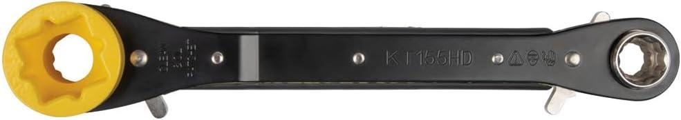 imageKlein Tools KT155T 6In1 Linemans Ratcheting Wrench with Bolt Through Design and Bright Yellow SocketOne Size