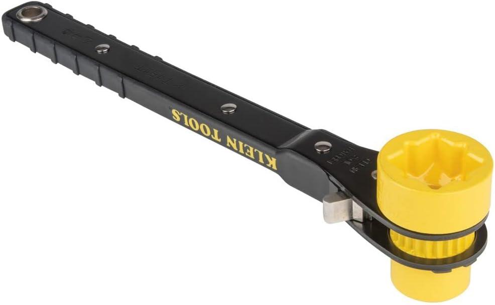 imageKlein Tools KT155T 6In1 Linemans Ratcheting Wrench with Bolt Through Design and Bright Yellow SocketOne Size