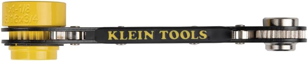 imageKlein Tools KT155T 6In1 Linemans Ratcheting Wrench with Bolt Through Design and Bright Yellow SocketOne Size