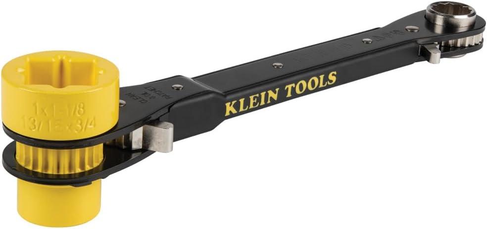 imageKlein Tools KT155T 6In1 Linemans Ratcheting Wrench with Bolt Through Design and Bright Yellow SocketOne Size