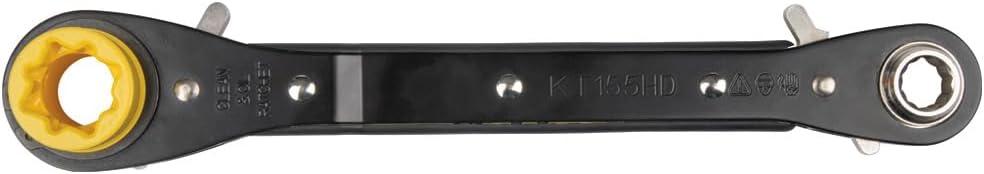 imageKlein Tools KT155T 6In1 Linemans Ratcheting Wrench with Bolt Through Design and Bright Yellow SocketOne Size