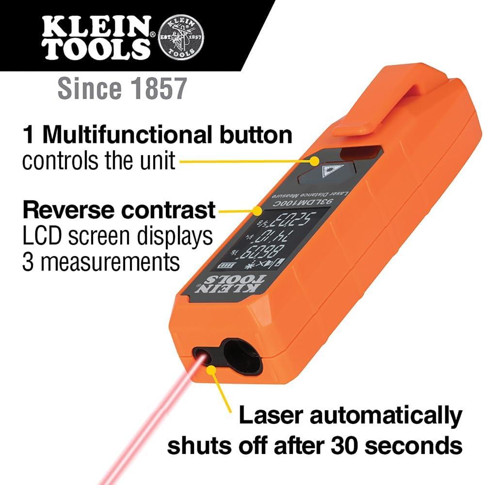 imageKlein Tools Laser Distance Measure Measures in Feet Inches Meters100Foot