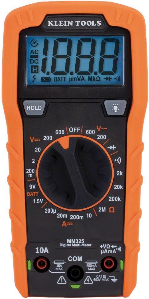 imageKlein Tools MM325 Multimeter Digital ManualRanging 600V ACDC Voltage Tester Tests Batteries Current Resistance Diodes and Continuity