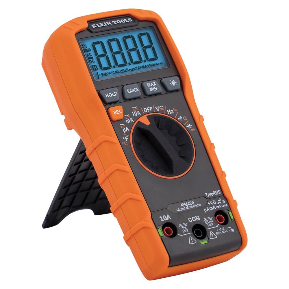imageKlein Tools MM420 Digital Multimeter AutoRanging TRMS Multimeter 600V ACDC Voltage 10A ACDC Current 50 MOhms ResistanceAutoRanging