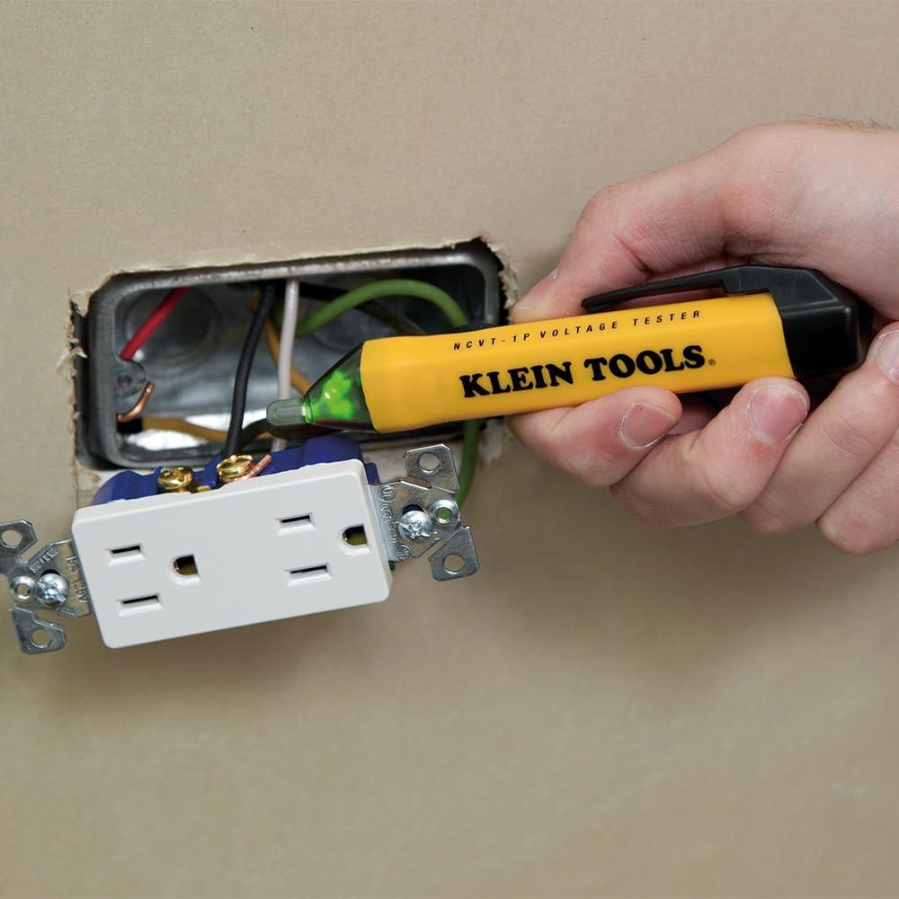 imageKlein Tools NCVT1P Voltage Tester NonContact Low Voltage Tester Pen 50V to 1000V AC Audible and Flashing LED Alarms Pocket ClipNCVT Pen