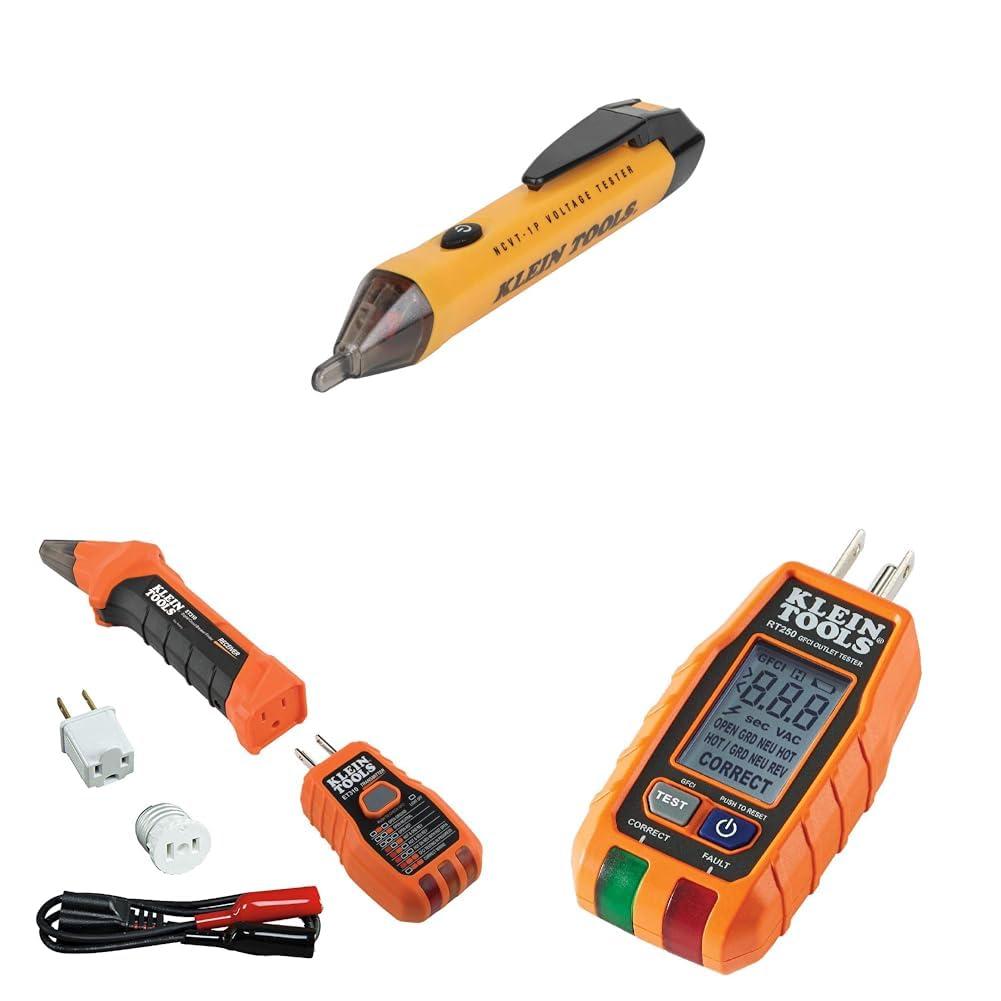 imageKlein Tools NCVT1P Voltage Tester NonContact Low Voltage Tester Pen 50V to 1000V AC Audible and Flashing LED Alarms Pocket ClipNCVT Pen