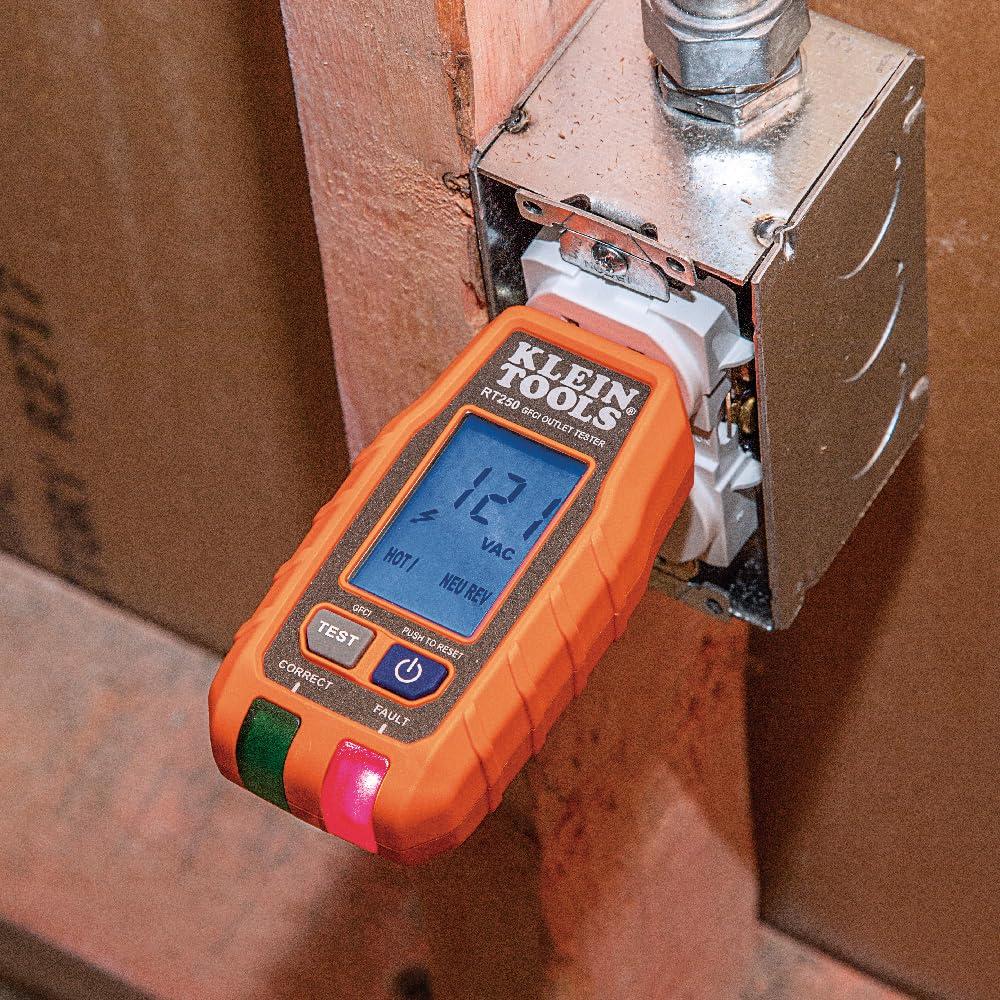imageKlein Tools RT250 GFCI Outlet Tester with LCD Display Electric Voltage Tester for Standard 3Wire 120V Electrical ReceptaclesOutlet Repair Kit