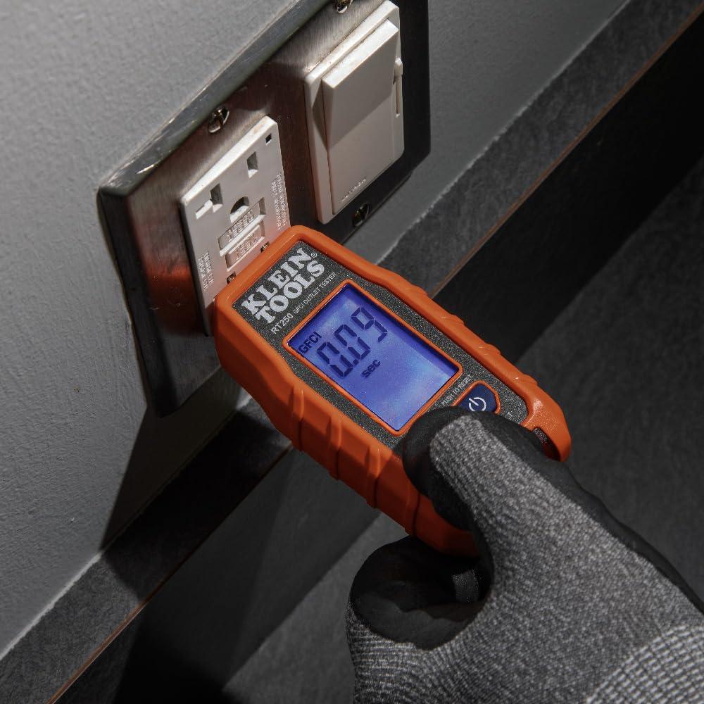 imageKlein Tools RT250 GFCI Outlet Tester with LCD Display Electric Voltage Tester for Standard 3Wire 120V Electrical ReceptaclesReceptacle Tester