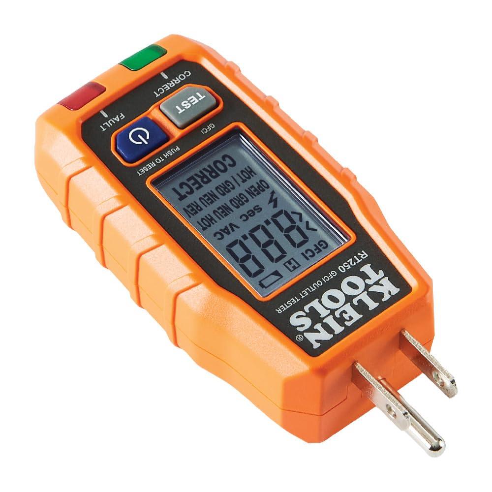 imageKlein Tools RT250 GFCI Outlet Tester with LCD Display Electric Voltage Tester for Standard 3Wire 120V Electrical ReceptaclesReceptacle Tester