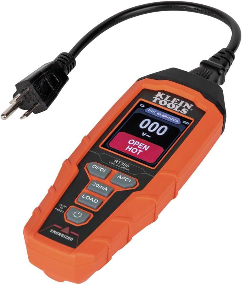 imageKlein Tools RT390 Circuit Analyzer with Large LCD Identifies Wiring Faults GFCI and AFCI Tester Voltage Drop Displays Trip Time