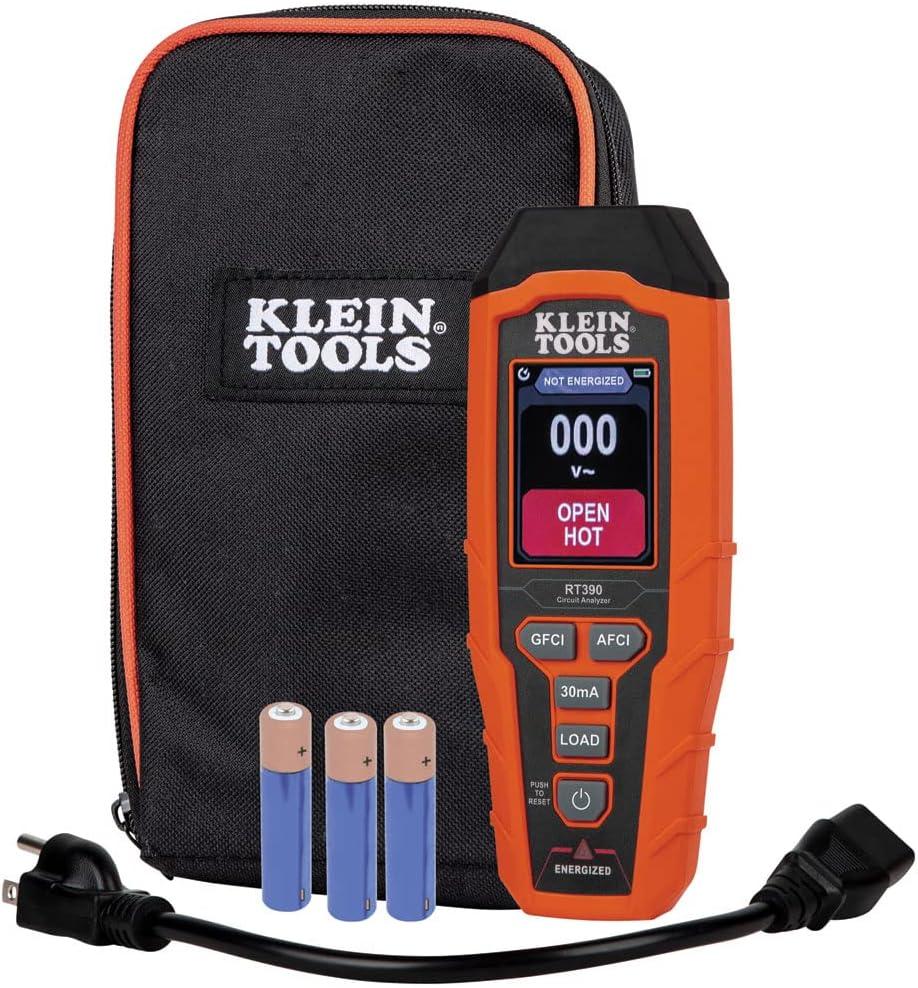 imageKlein Tools RT390 Circuit Analyzer with Large LCD Identifies Wiring Faults GFCI and AFCI Tester Voltage Drop Displays Trip Time