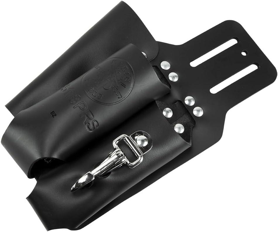 imageKlein Tools S5118PRS Leather Tool Holder with 3 Pockets for Pliers Folding Rule Screwdriver and Knife Snap Fits Belts up to 2Inch Wide