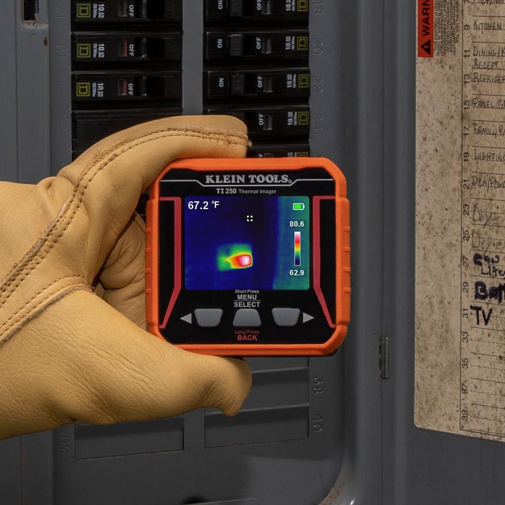 imageKlein Tools TI250 Rechargeable Thermal Imaging Camera Camera Displays Over 10000 Pixels with 3 Color Palettes High  Low Temperature Points