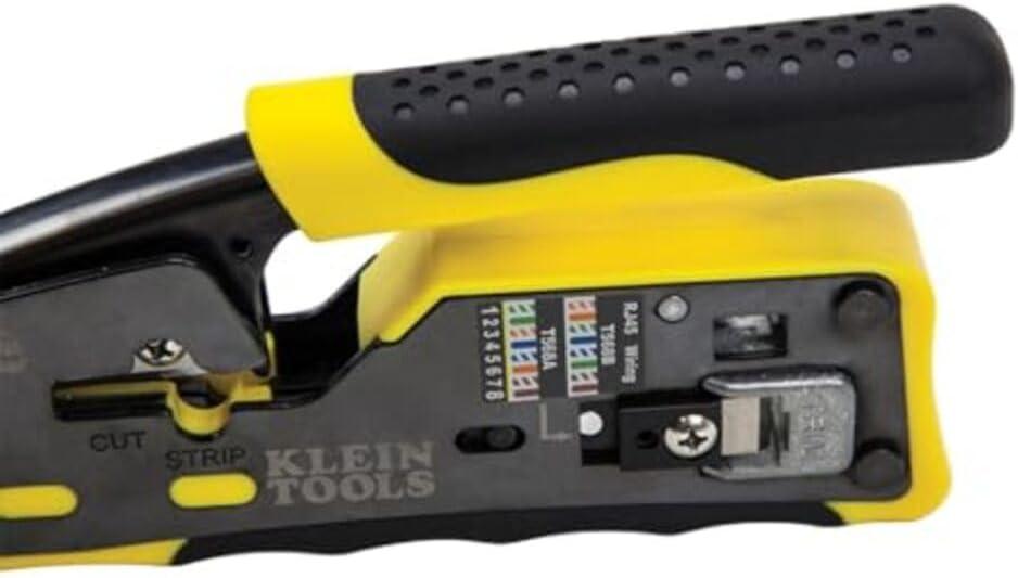 imageKlein Tools VDV226110 Ratcheting Modular Data Cable Crimper  Wire Stripper  Wire Cutter for RJ11RJ12 Standard RJ45 PassThru ConnectorsCrimper