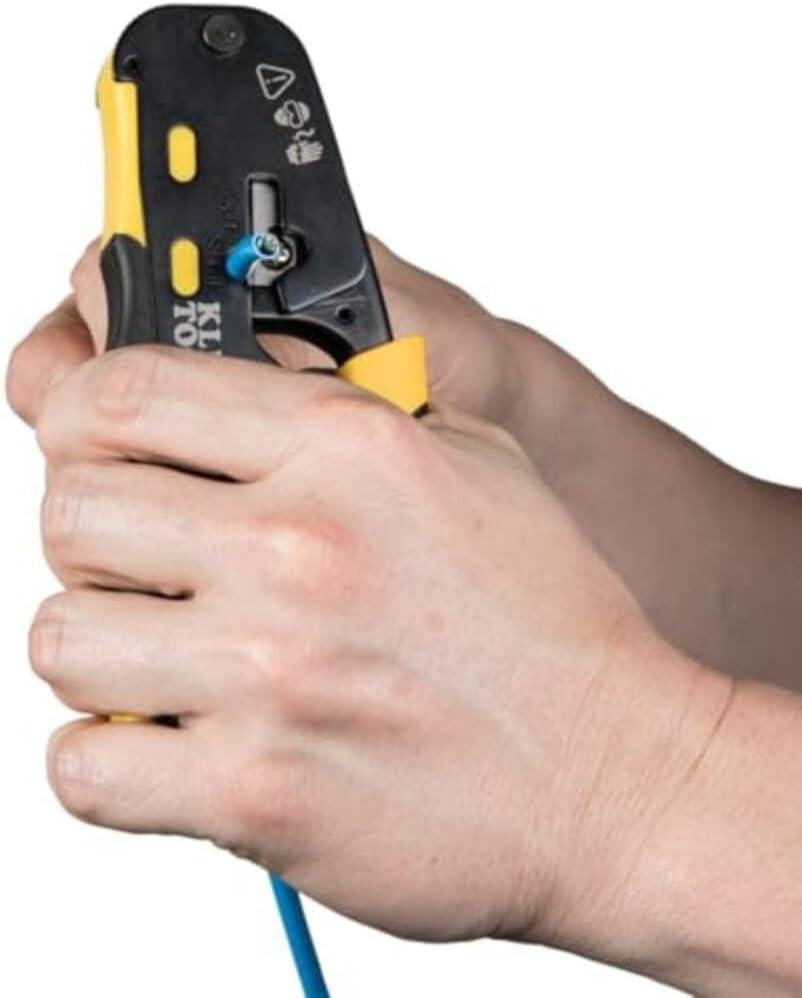 imageKlein Tools VDV226110 Ratcheting Modular Data Cable Crimper  Wire Stripper  Wire Cutter for RJ11RJ12 Standard RJ45 PassThru ConnectorsCrimper